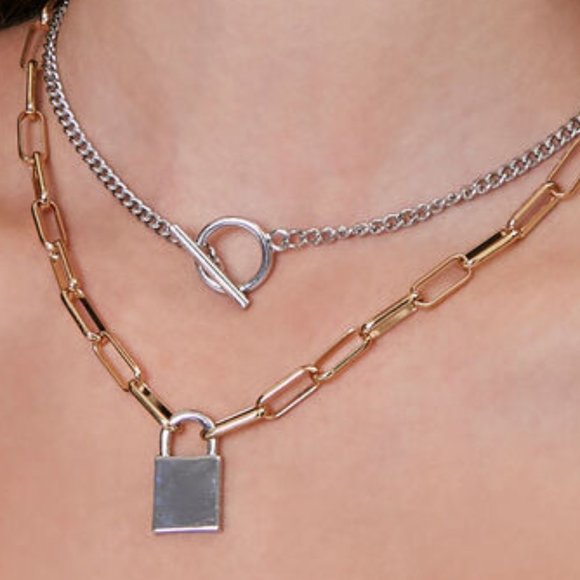 Lock Pendant Necklace Set New - Picture 1 of 1